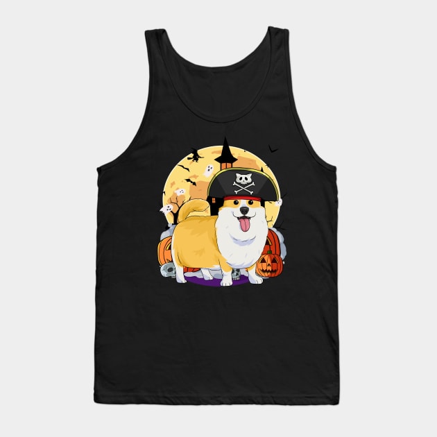 Pembroke Welsh Corgi Halloween Pirate Costume Tank Top by Noseking